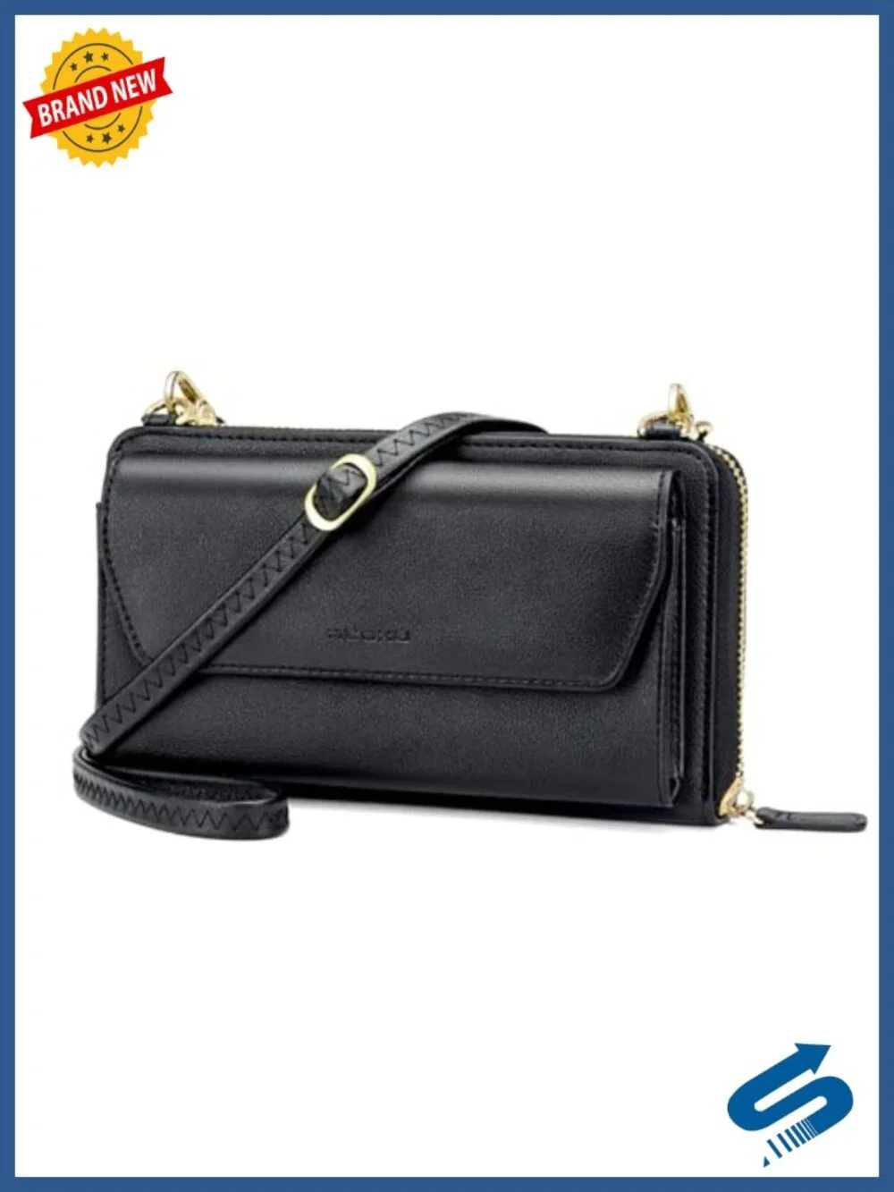 RFID Blocking Zip-Around Wristlet Wallet Crossbody Clutch with 2 Removable